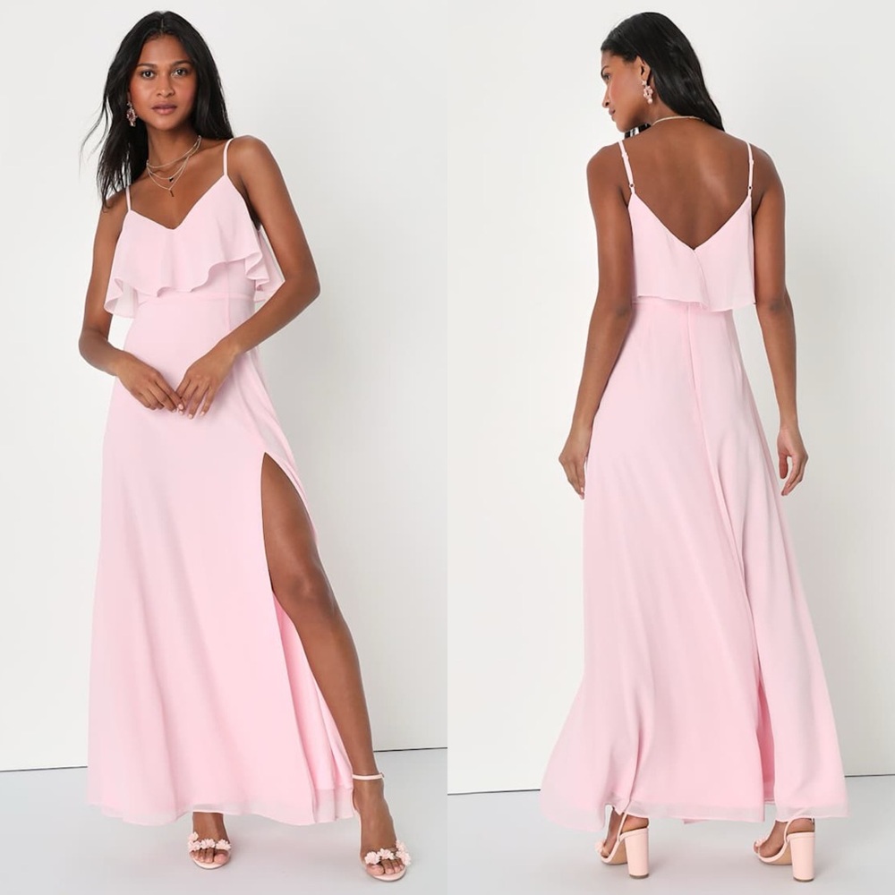 Lulus | Devoted to Beauty Blush Pink Tiered Sleeveless Maxi Dress